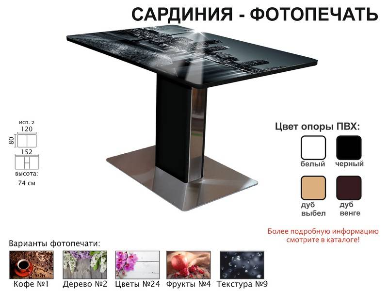 стол обеденный сардиния фотопечать в Пензе