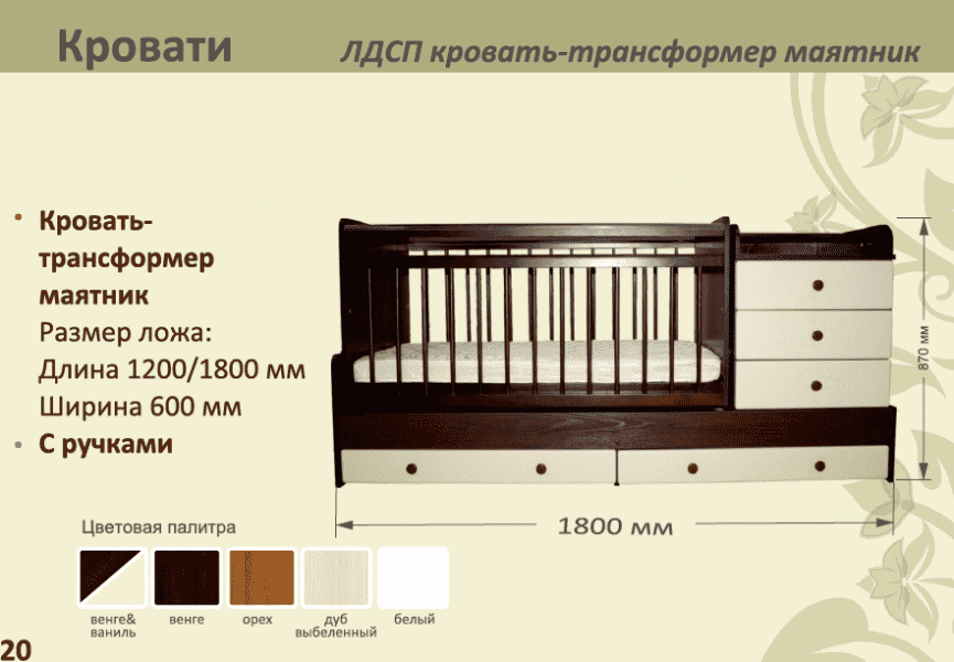 детская лдсп кровать-трансформер маятник в Пензе