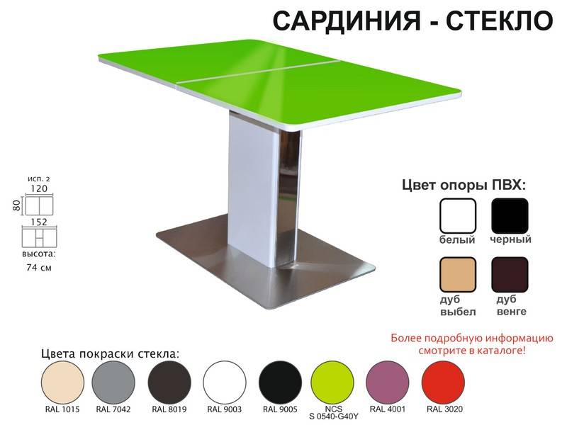 стол обеденный сардиния стекло в Пензе