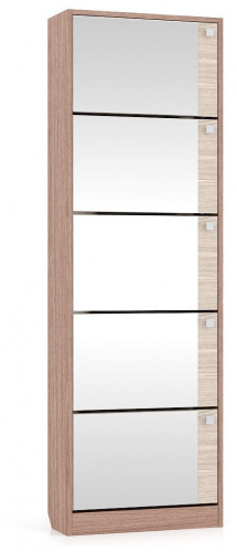 тумба для обуви мд-5 с зеркальными дверками, цвет ясень шимо тёмный/ясень шимо светлый в Пензе