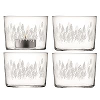 набор подсвечников стеклянный с белым принтом ели fir, 6 см, 4 штуки в Пензе