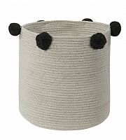 корзина с черными помпонами бежевая в Пензе