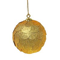 шар новогодний золотой с блестящими чешуйками paper ball, 10 см в Пензе