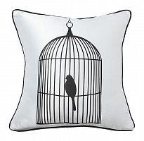 подушка с птичкой в клетке birdie in a cage white в Пензе