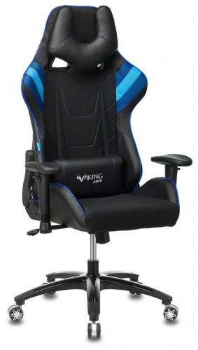 игровое кресло бюрократ бюрократ viking 4 aero, обивка: искусственная кожа, цвет: иск.кожа черная/ткань черная 26-28/сетка синяя(tw-10)-голубая(tw-55)-серая(tw-12) в Пензе
