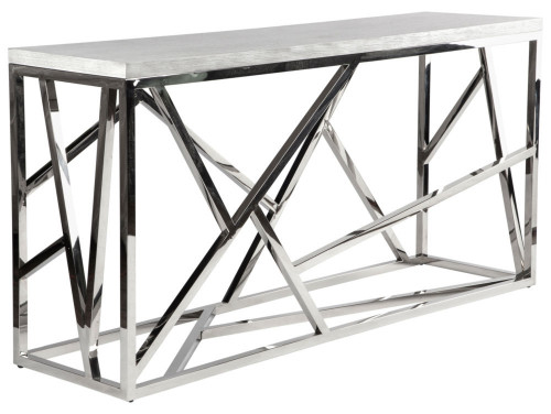 консоль geometric 180x50x90 хром, белая столешница в Пензе