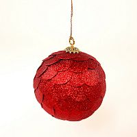 шар новогодний красный с блестящими чешуйками paper ball, 10 см в Пензе