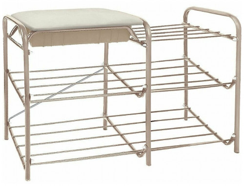 этажерка для обуви inhome эти4 с 3 полками, со встроенным ящиком-сиденьем, 790х330х510мм и с нагрузкой до 100 кг, бежевый в Пензе