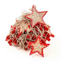 набор елочных украшений звезда деревянная с красным ободком christmas stars, 30 штук в Пензе