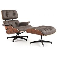 кресло eames style lounge chair кожа коричневое в Пензе