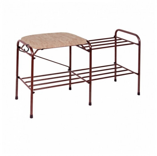 подставка для обуви зми, 2-х полочная с бежевым сиденьем, медный антик, 89х30х45см в Пензе