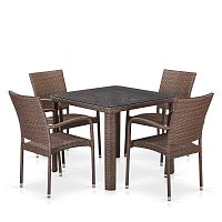 комплект плетеной мебели asin на 4 персоны коричневый в Пензе