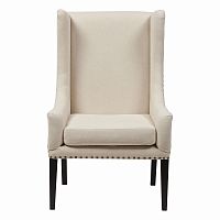 кресло мягкое с ушами белое nailhead fabric armchair в Пензе