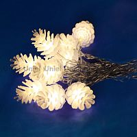 светодиодная гирлянда «шишки» 280см белая (09582) uniel uld-s0280-020/dta warm white ip20 pine cones в Пензе