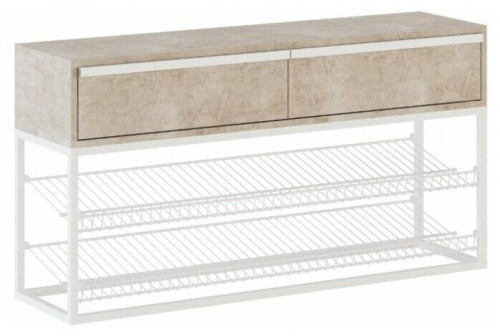 консоль обувница, 1150*300*800, белый муар, лдсп (камень светлый) в Пензе