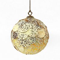 шар новогодний золотой с мраморными чешуйками paper ball, 10 см в Пензе