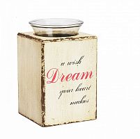 подсвечник деревянный бежевый со стеклом мечта твоего сердца provence cream, 15 см в Пензе