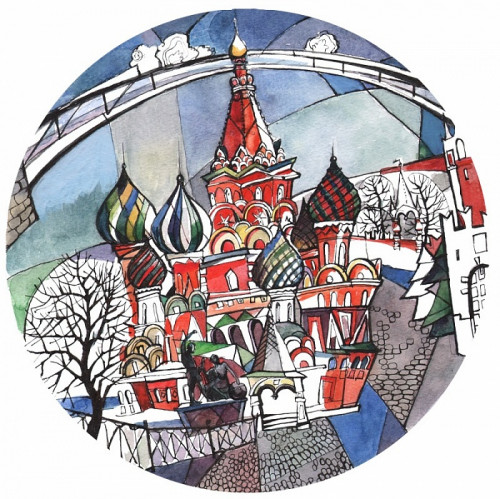 тарелка сувенирная собор василия блаженного. вечер в Пензе