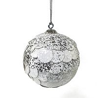 шар новогодний серебряный с мраморными чешуйками paper ball, 10 см в Пензе