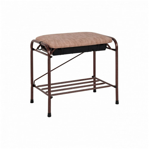 подставка для обуви зми, 2-х полочная с бежевым сиденьем, с ящиком, цвет медный антик, 45х30х40 см в Пензе