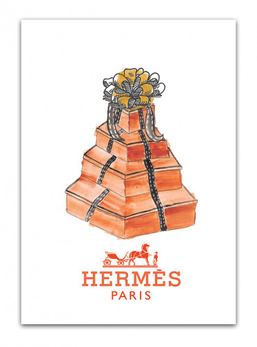 постер hermes подарочные коробки на белом фоне, а4 в Пензе
