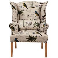 кресло мягкое с ушами quinn tufted armchair бежевое с рисунком в Пензе