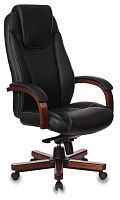 кресло для руководителя бюрократ бюрократ t-9923 walnut, обивка: натуральная кожа, цвет: кожа (black) в Пензе