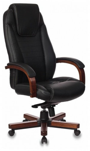 кресло для руководителя бюрократ бюрократ t-9923 walnut, обивка: натуральная кожа, цвет: кожа (black) в Пензе